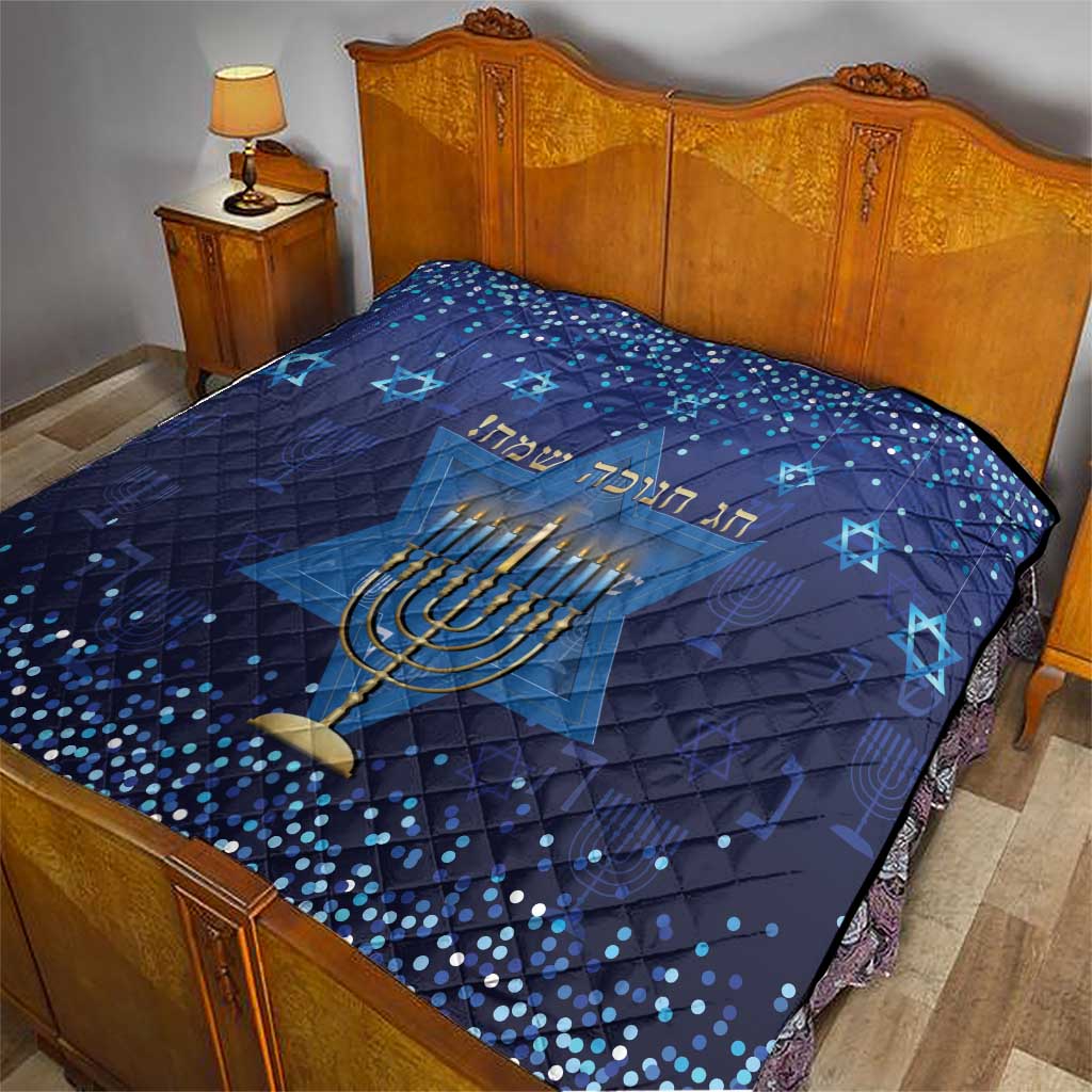 Hanukkah Jewish Festival Quilt Meronah With Star Of David - Wonder Print Shop