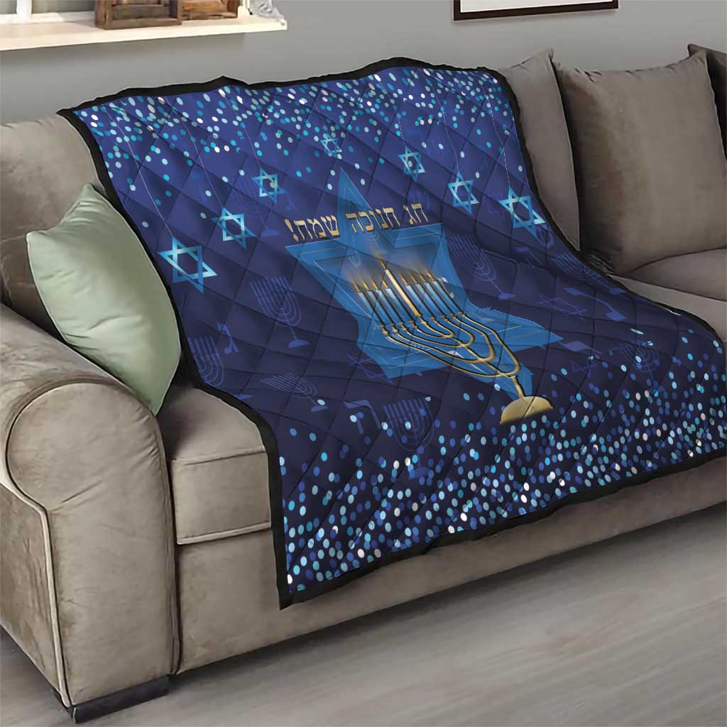 Hanukkah Jewish Festival Quilt Meronah With Star Of David - Wonder Print Shop