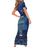 Hanukkah Jewish Festival Short Sleeve Bodycon Dress Meronah With Star Of David - Wonder Print Shop