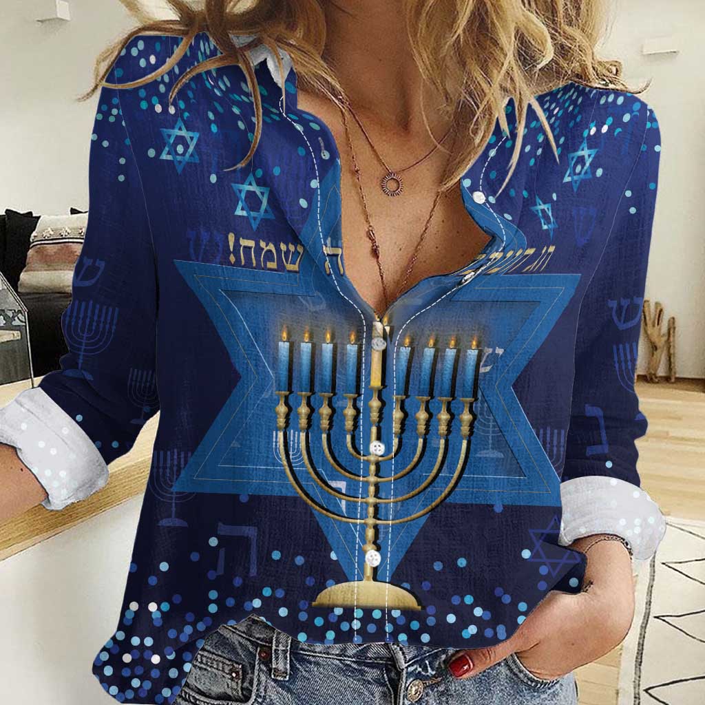 Hanukkah Jewish Festival Women Casual Shirt Meronah With Star Of David - Wonder Print Shop