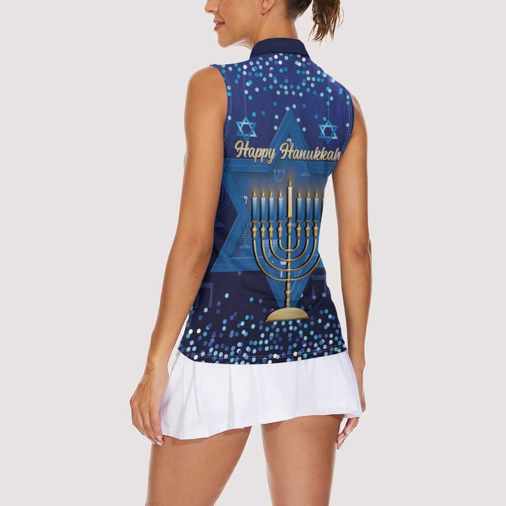 Hanukkah Jewish Festival Women Sleeveless Polo Shirt Meronah With Star Of David - Wonder Print Shop