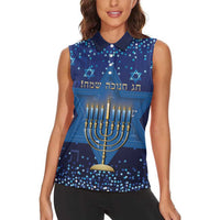 Hanukkah Jewish Festival Women Sleeveless Polo Shirt Meronah With Star Of David - Wonder Print Shop