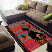 Happy International Women's Day Area Rug African Women With Ethnic Pattern
