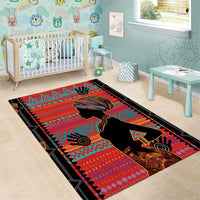 Happy International Women's Day Area Rug African Women With Ethnic Pattern