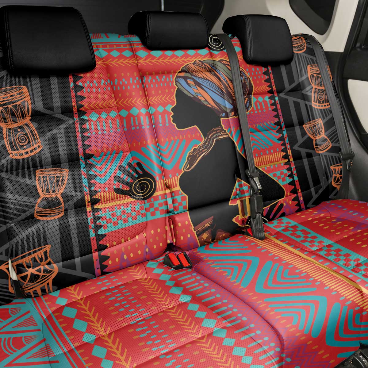 Happy International Women's Day Back Car Seat Cover African Women With Ethnic Pattern