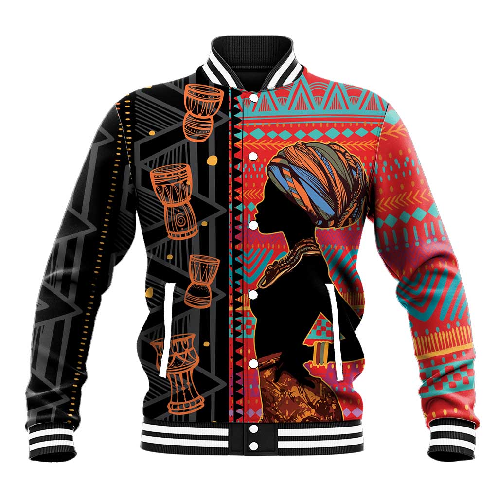 Happy International Women's Day Baseball Jacket African Women With Ethnic Pattern