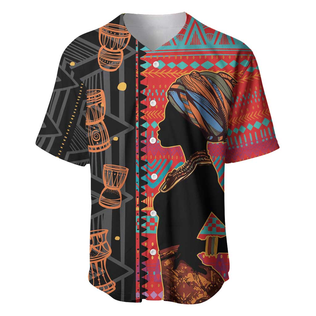 Happy International Women's Day Baseball Jersey African Women With Ethnic Pattern