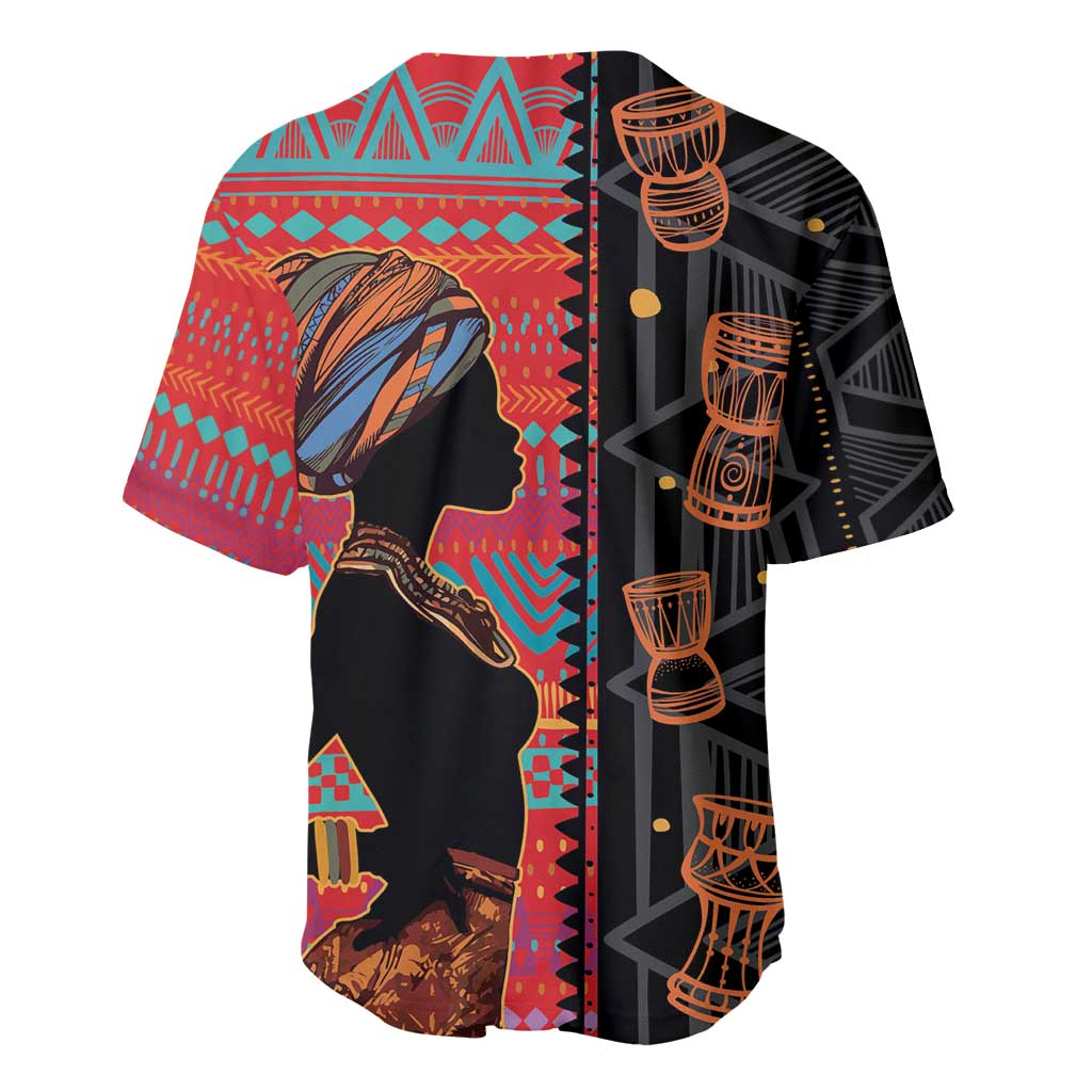 Happy International Women's Day Baseball Jersey African Women With Ethnic Pattern