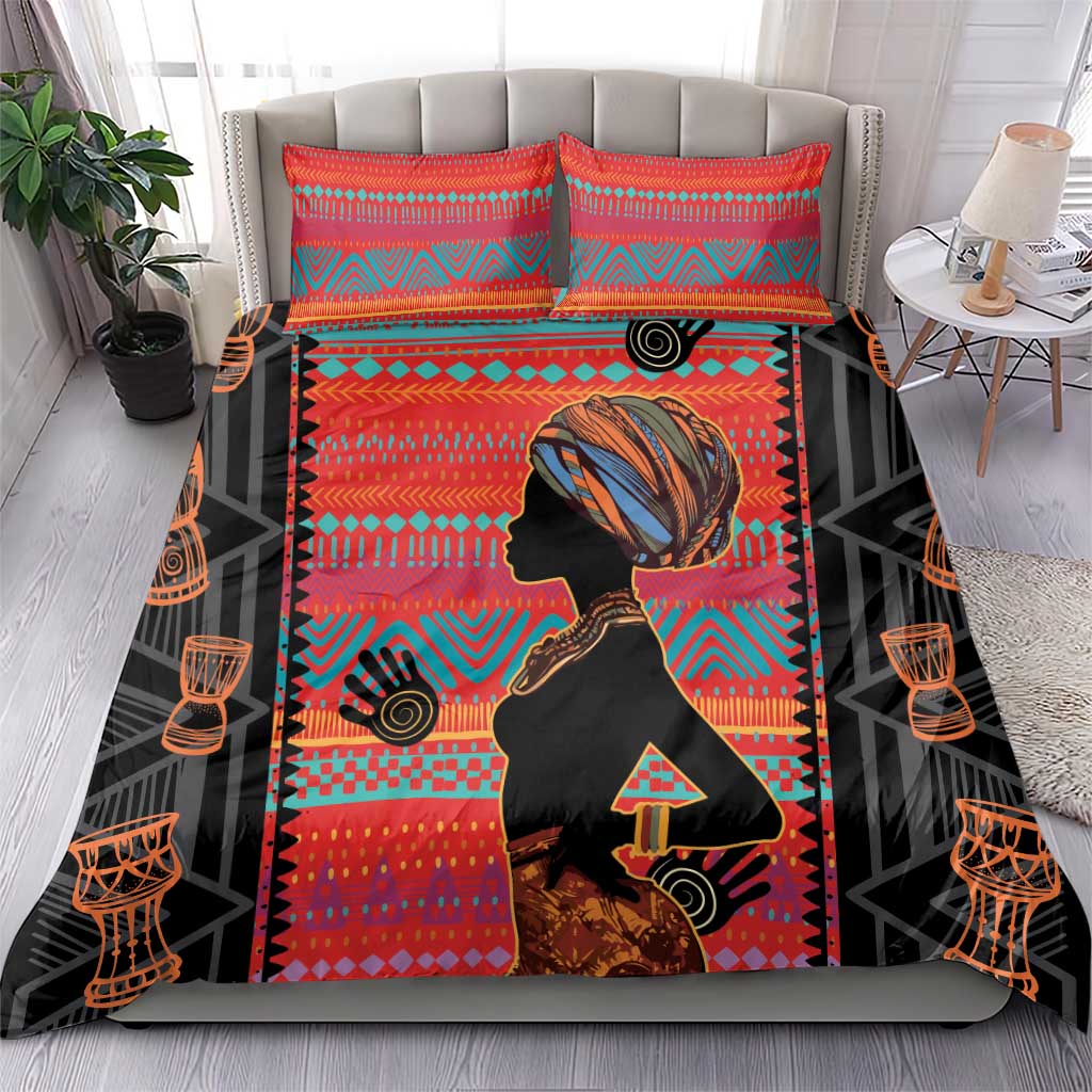 Happy International Women's Day Bedding Set African Women With Ethnic Pattern