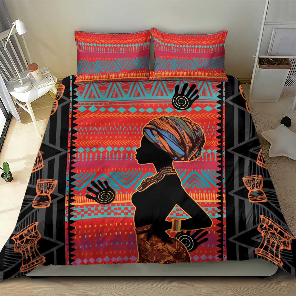 Happy International Women's Day Bedding Set African Women With Ethnic Pattern