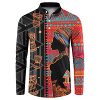 Happy International Women's Day Button Sweatshirt African Women With Ethnic Pattern
