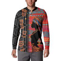Happy International Women's Day Button Sweatshirt African Women With Ethnic Pattern