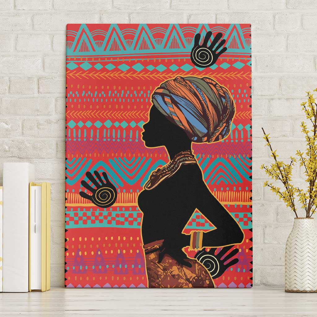 Happy International Women's Day Canvas Wall Art African Women With Ethnic Pattern