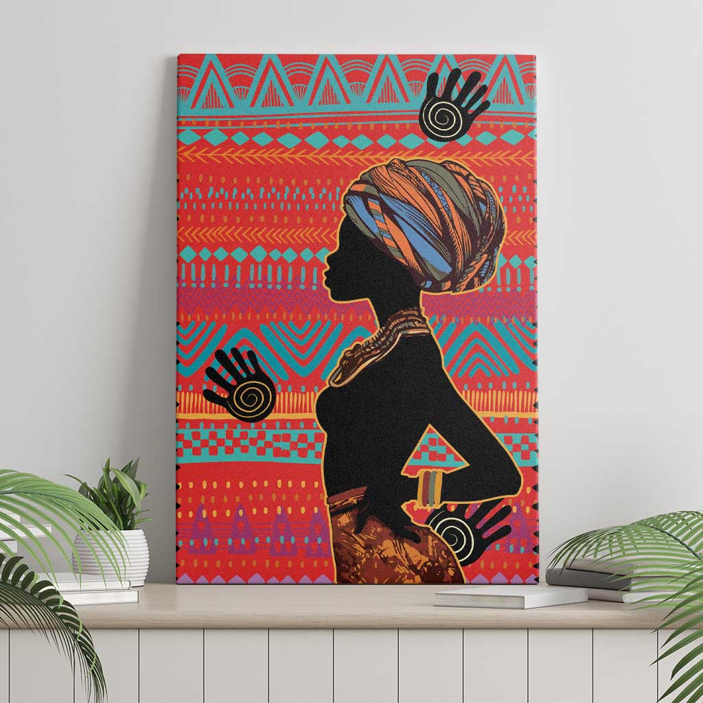 Happy International Women's Day Canvas Wall Art African Women With Ethnic Pattern