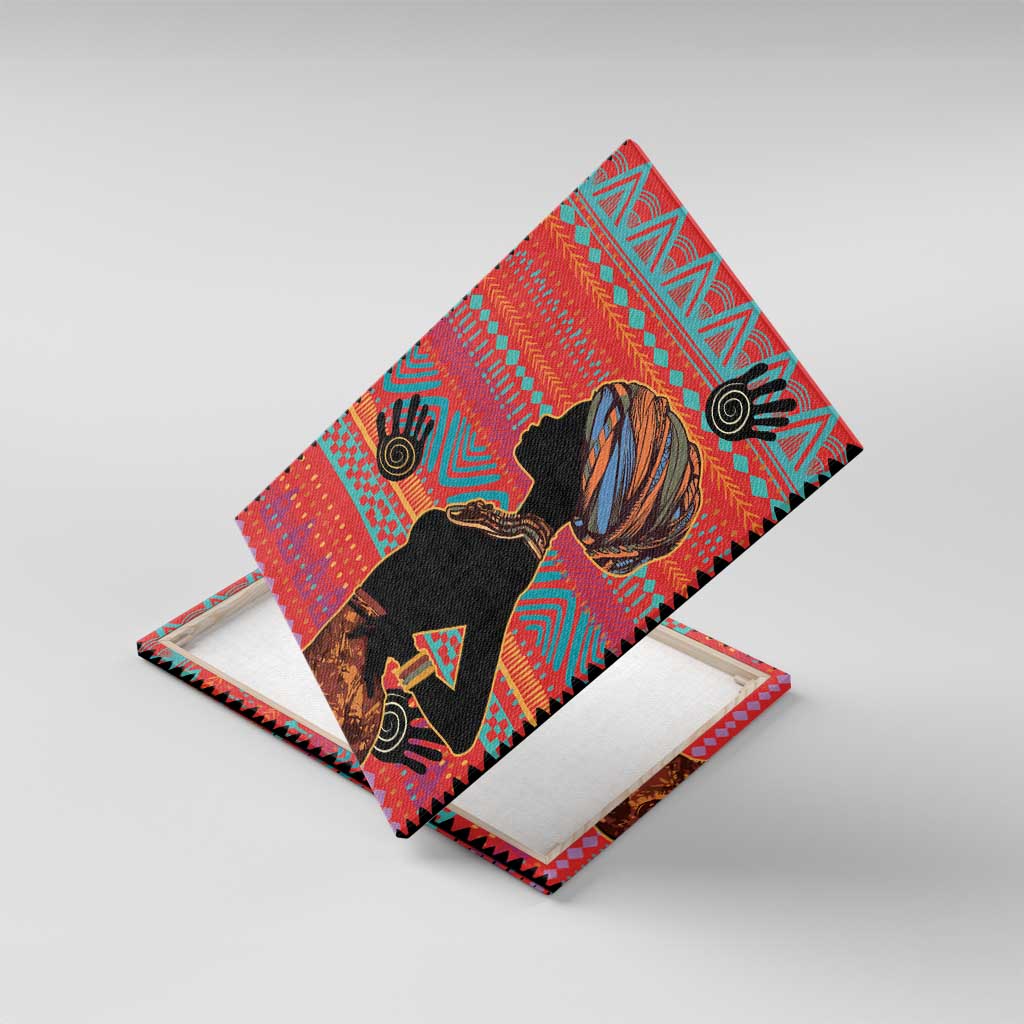 Happy International Women's Day Canvas Wall Art African Women With Ethnic Pattern