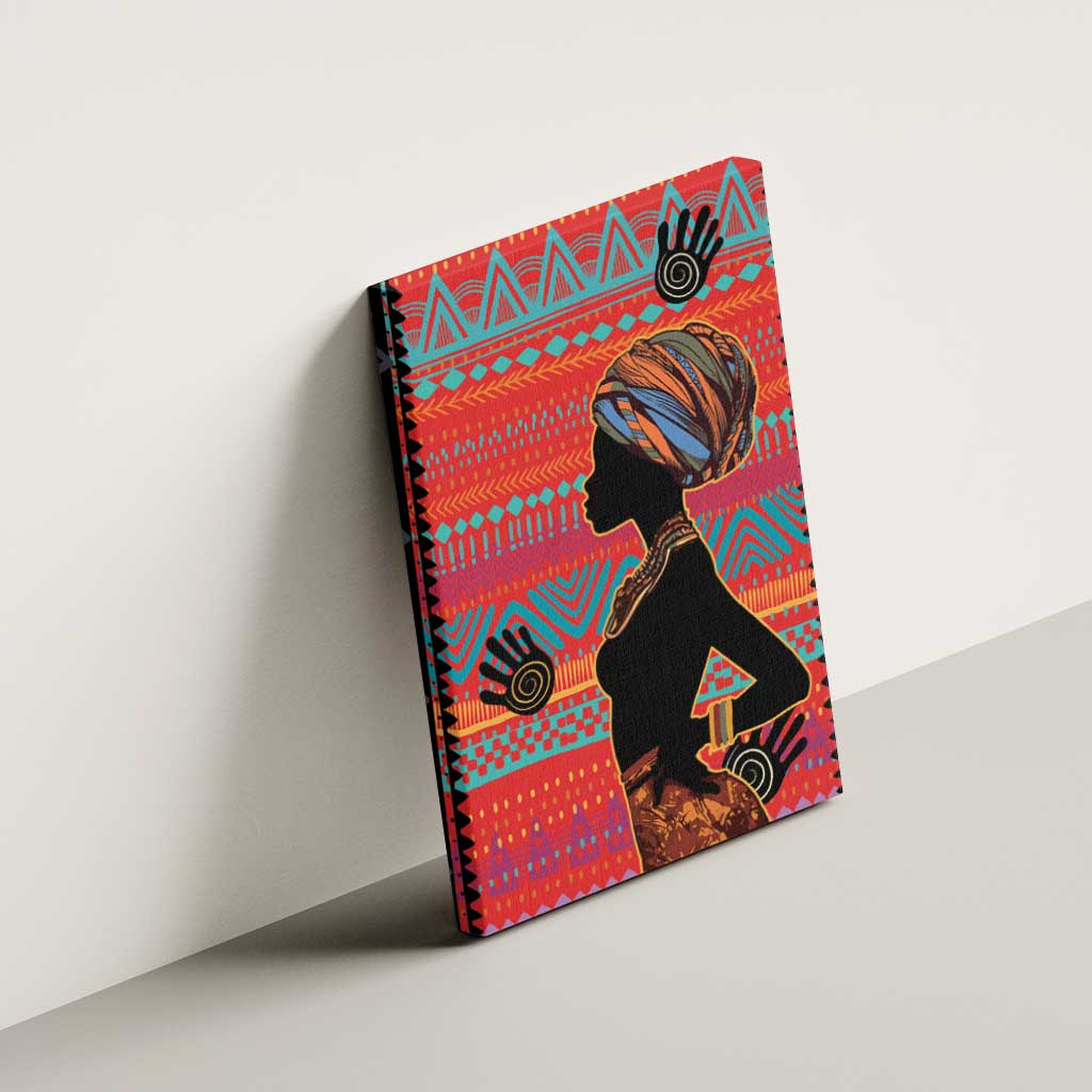 Happy International Women's Day Canvas Wall Art African Women With Ethnic Pattern