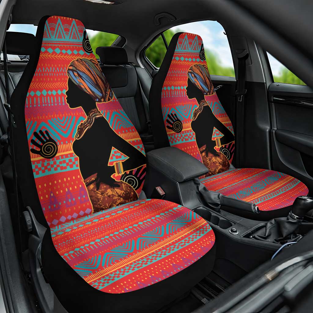 Happy International Women's Day Car Seat Cover African Women With Ethnic Pattern