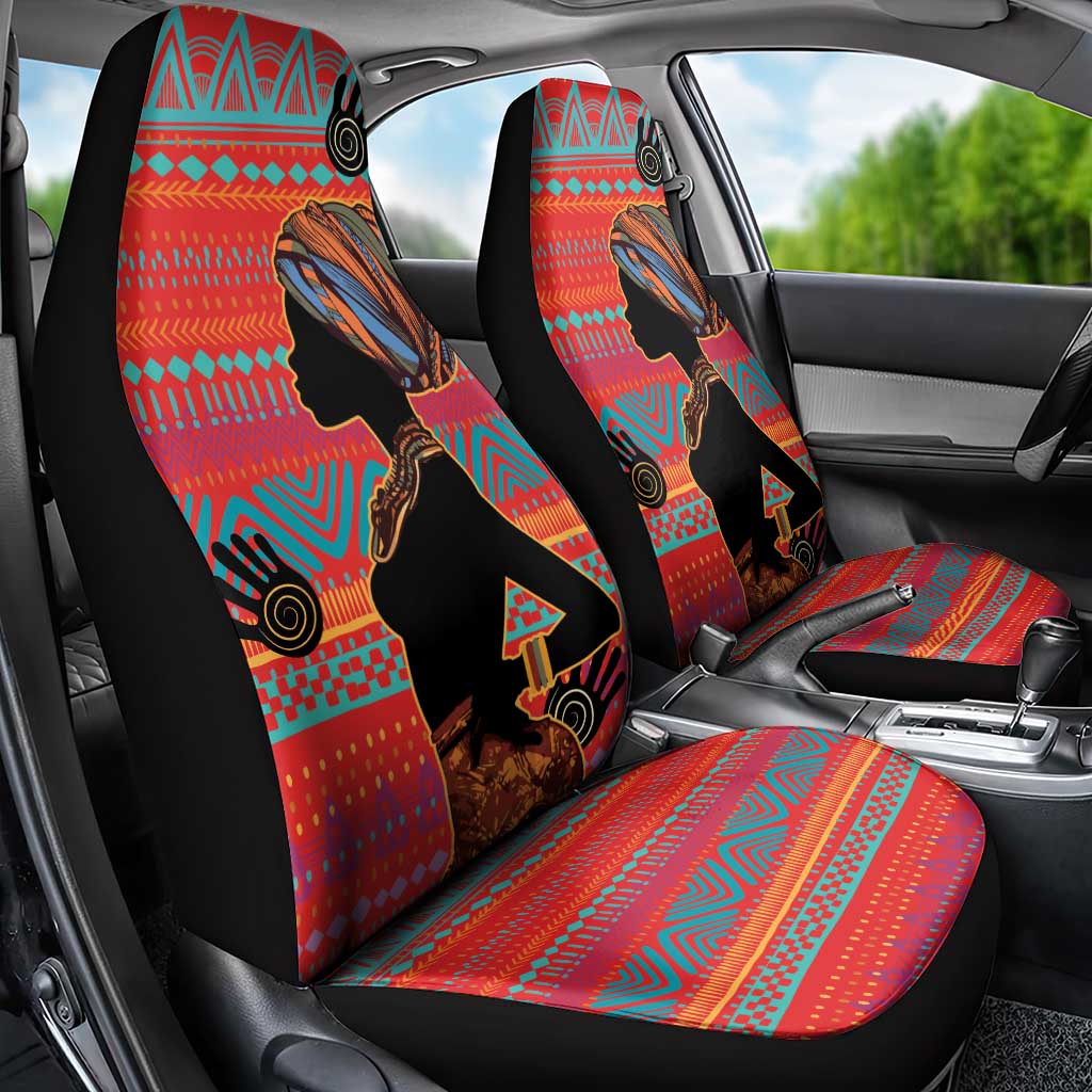Happy International Women's Day Car Seat Cover African Women With Ethnic Pattern