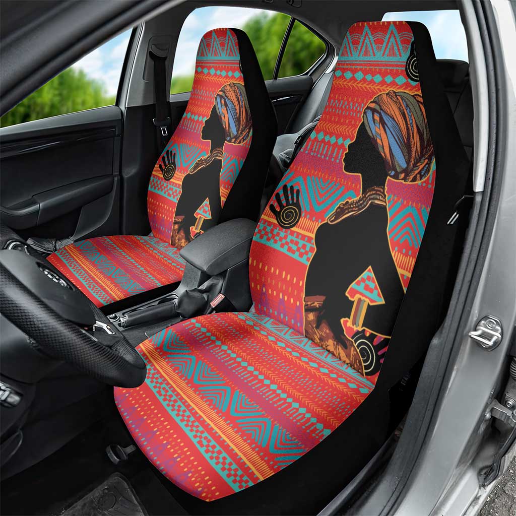 Happy International Women's Day Car Seat Cover African Women With Ethnic Pattern