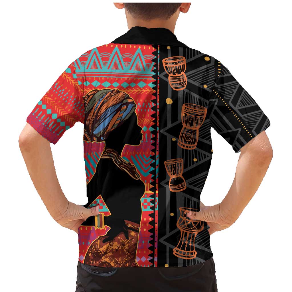 Happy International Women's Day Family Matching Mermaid Dress and Hawaiian Shirt African Women With Ethnic Pattern