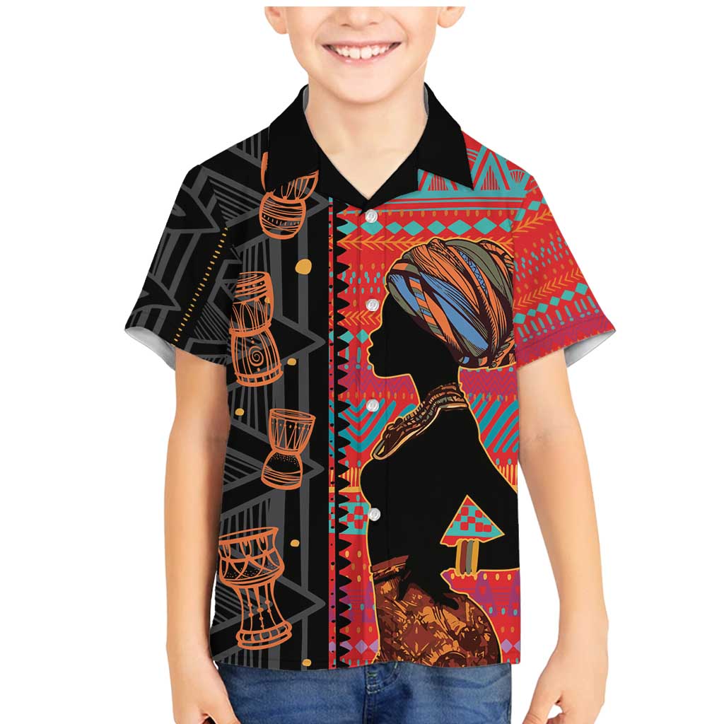 Happy International Women's Day Family Matching Mermaid Dress and Hawaiian Shirt African Women With Ethnic Pattern