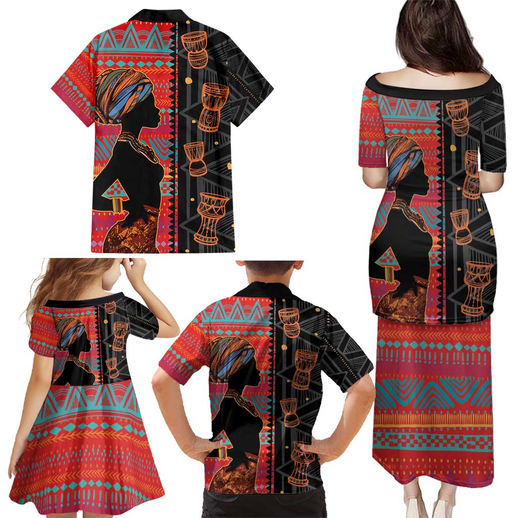 Happy International Women's Day Family Matching Puletasi and Hawaiian Shirt African Women With Ethnic Pattern