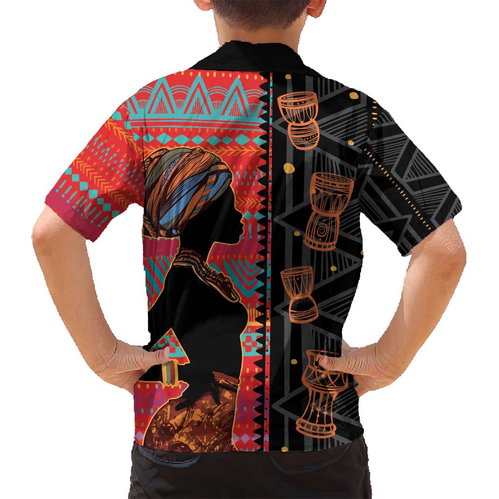 Happy International Women's Day Family Matching Summer Maxi Dress and Hawaiian Shirt African Women With Ethnic Pattern