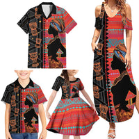 Happy International Women's Day Family Matching Summer Maxi Dress and Hawaiian Shirt African Women With Ethnic Pattern