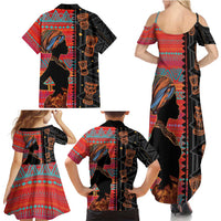 Happy International Women's Day Family Matching Summer Maxi Dress and Hawaiian Shirt African Women With Ethnic Pattern