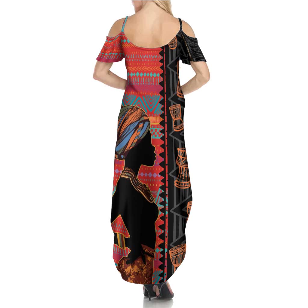 Happy International Women's Day Family Matching Summer Maxi Dress and Hawaiian Shirt African Women With Ethnic Pattern
