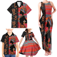 Happy International Women's Day Family Matching Tank Maxi Dress and Hawaiian Shirt African Women With Ethnic Pattern