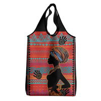 Happy International Women's Day Grocery Bag African Women With Ethnic Pattern