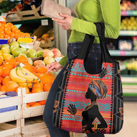 Happy International Women's Day Grocery Bag African Women With Ethnic Pattern