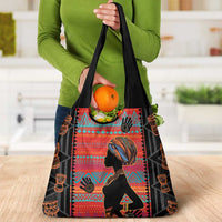 Happy International Women's Day Grocery Bag African Women With Ethnic Pattern