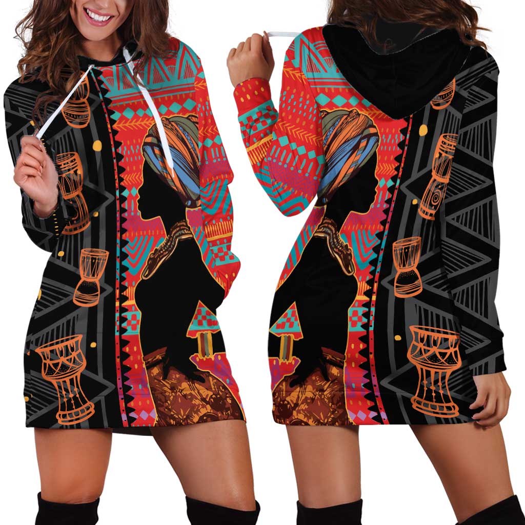 Happy International Women's Day Hoodie Dress African Women With Ethnic Pattern