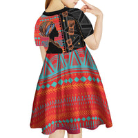 Happy International Women's Day Kid Short Sleeve Dress African Women With Ethnic Pattern