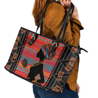 Happy International Women's Day Leather Tote Bag African Women With Ethnic Pattern