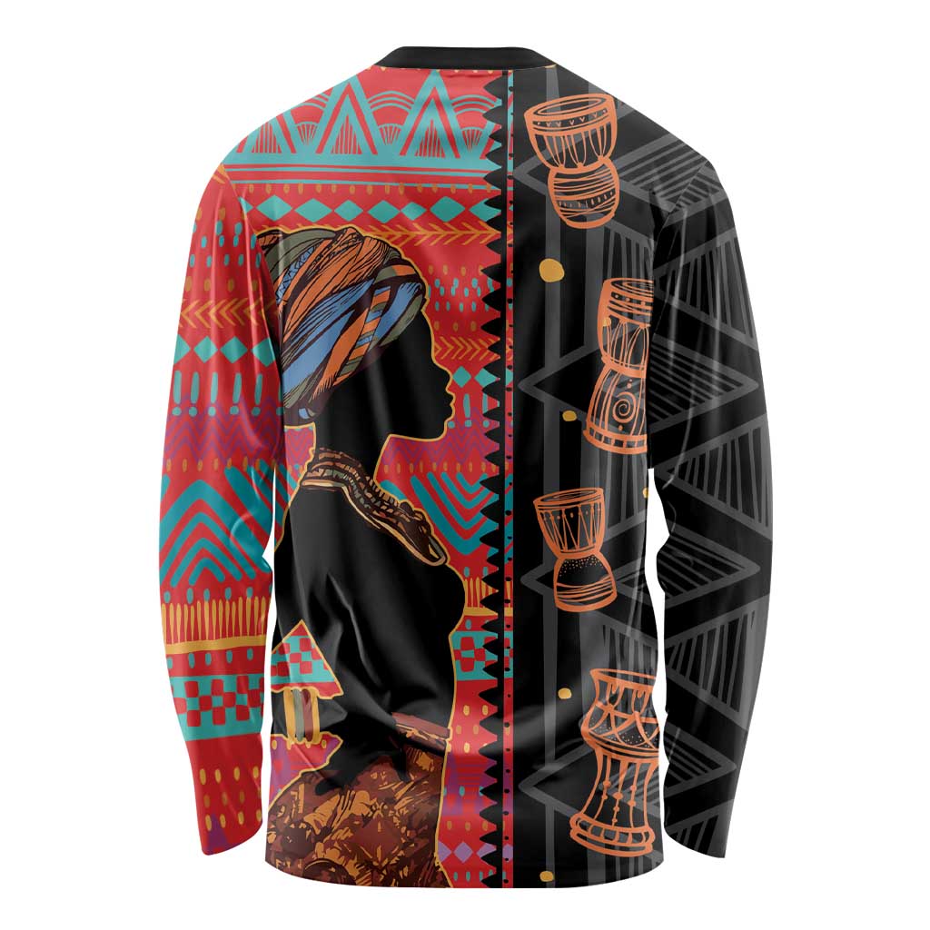 Happy International Women's Day Long Sleeve Shirt African Women With Ethnic Pattern