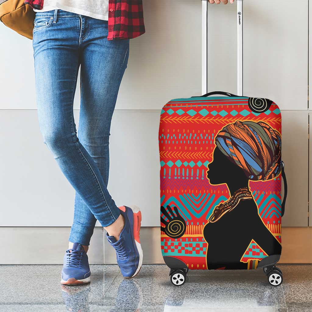 Happy International Women's Day Luggage Cover African Women With Ethnic Pattern