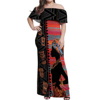 Happy International Women's Day Off Shoulder Maxi Dress African Women With Ethnic Pattern