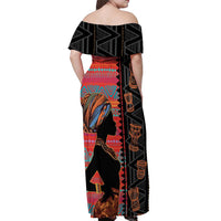 Happy International Women's Day Off Shoulder Maxi Dress African Women With Ethnic Pattern