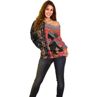 Happy International Women's Day Off Shoulder Sweater African Women With Ethnic Pattern