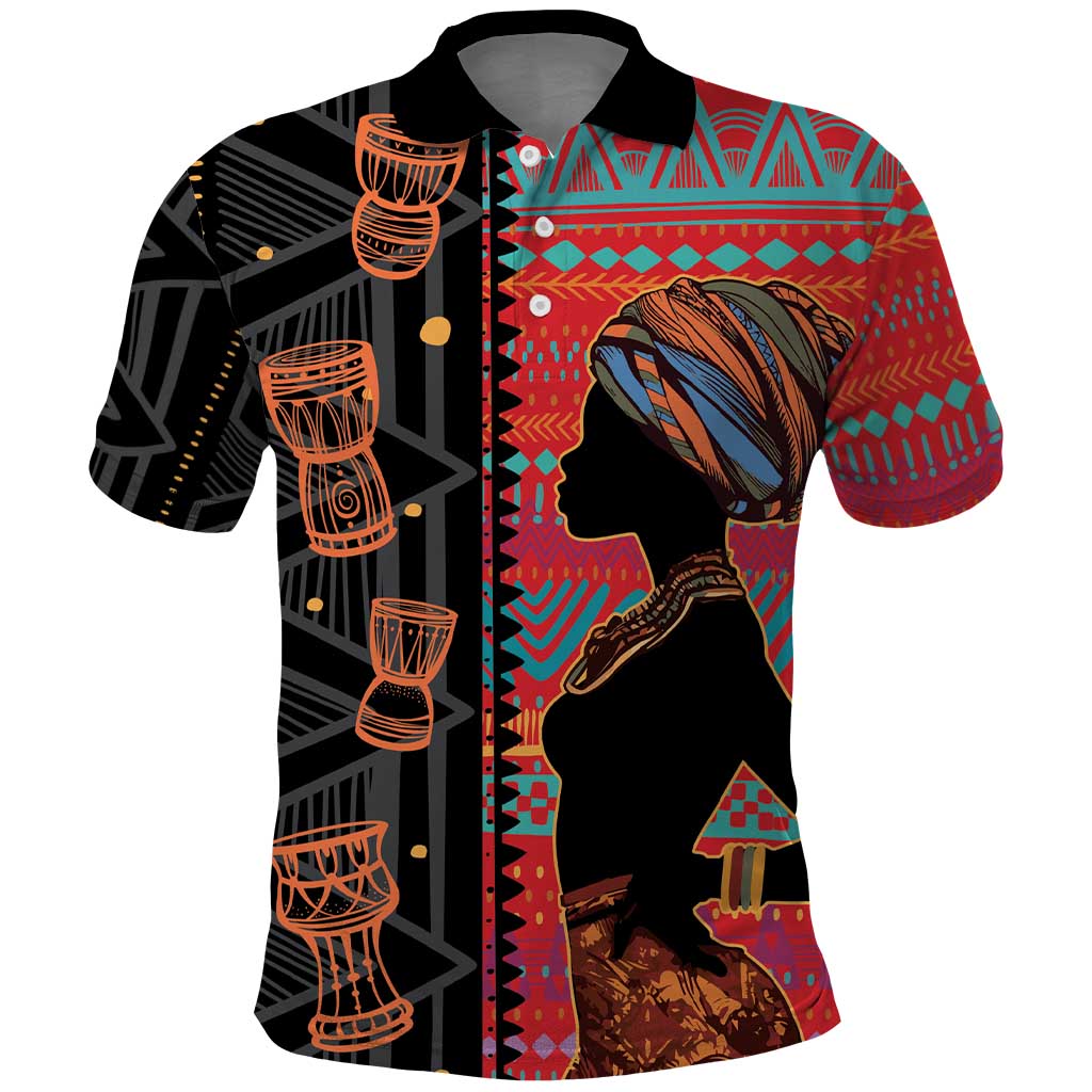 Happy International Women's Day Polo Shirt African Women With Ethnic Pattern