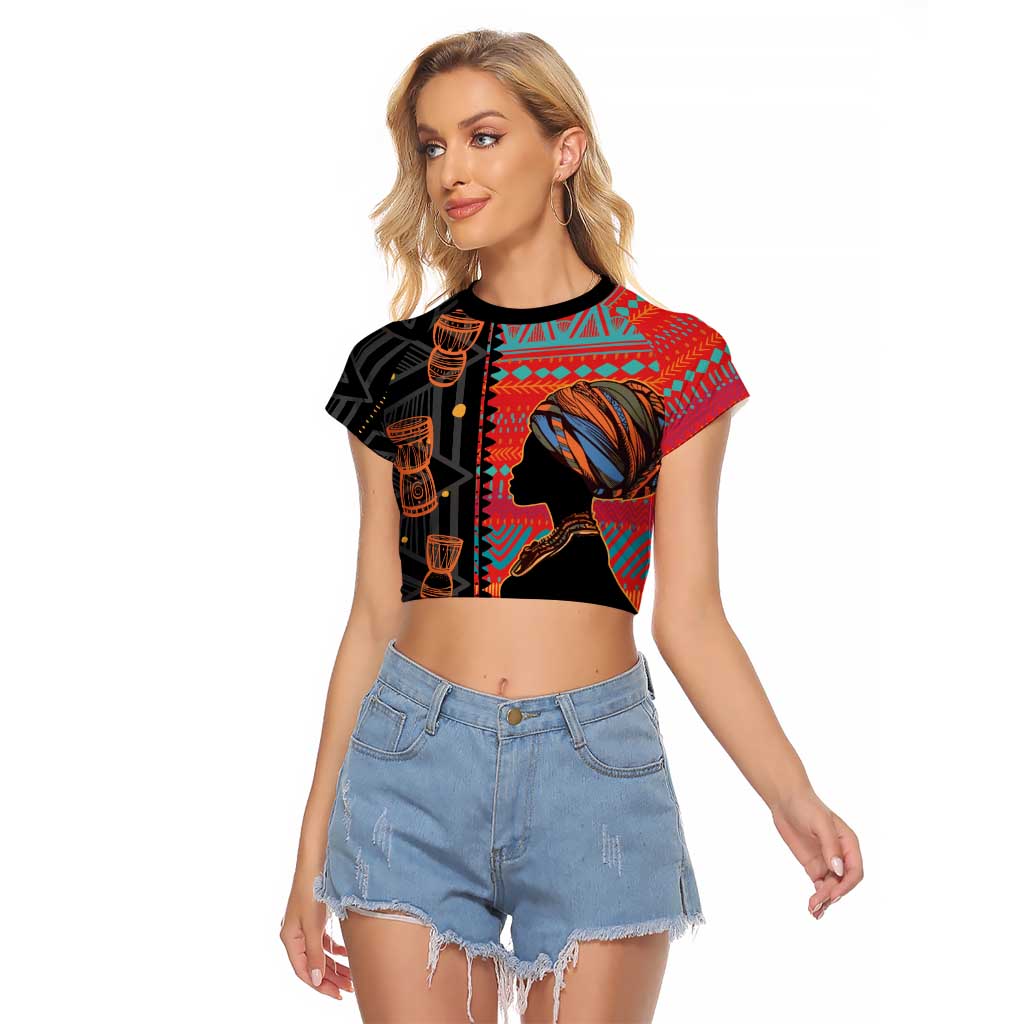 Happy International Women's Day Raglan Cropped T Shirt African Women With Ethnic Pattern - Wonder Print Shop