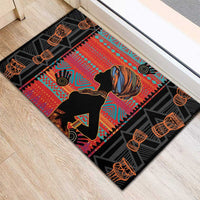 Happy International Women's Day Rubber Doormat African Women With Ethnic Pattern - Wonder Print Shop