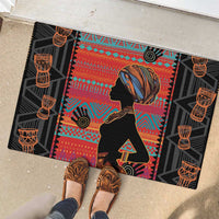 Happy International Women's Day Rubber Doormat African Women With Ethnic Pattern - Wonder Print Shop