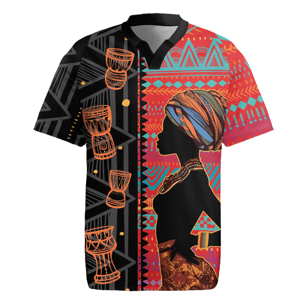 Happy International Women's Day Rugby Jersey African Women With Ethnic Pattern - Wonder Print Shop