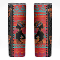 Happy International Women's Day Skinny Tumbler African Women With Ethnic Pattern - Wonder Print Shop