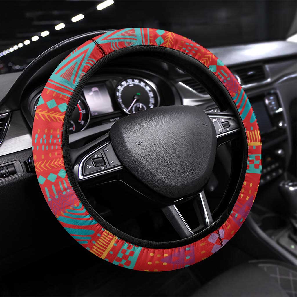 Happy International Women's Day Steering Wheel Cover African Women With Ethnic Pattern - Wonder Print Shop