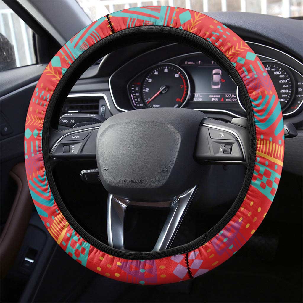 Happy International Women's Day Steering Wheel Cover African Women With Ethnic Pattern - Wonder Print Shop